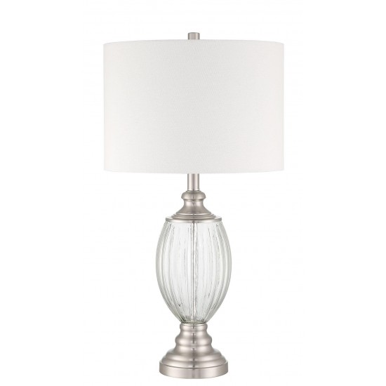 Table Lamp 1 Light Clear Glass with Brushed Polished Nickel Base, Shade, Indoor