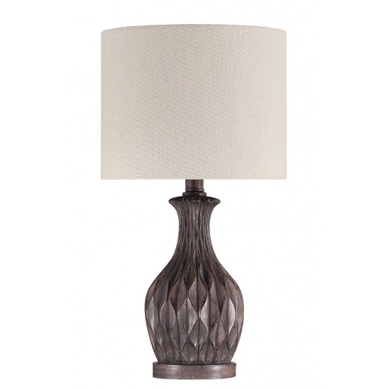 Accent Table Lamp 1 Light Carved Painted Brown Base with Shade, Indoor