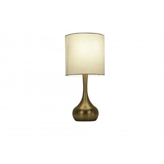 Accent Table Lamp 1 Light Satin Brass Metal Base with Shade, Indoor