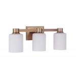 Bretton 3 Light Vanity, Satin Brass