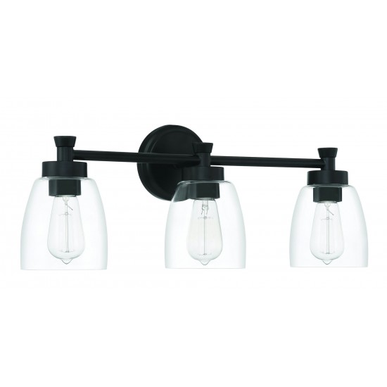 Henning 3 Light Vanity Clear Glass, - FB