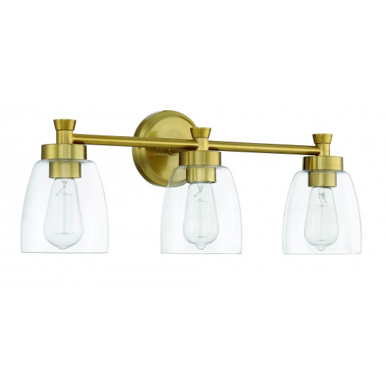 Henning 3 Light Vanity Clear Glass, - SB