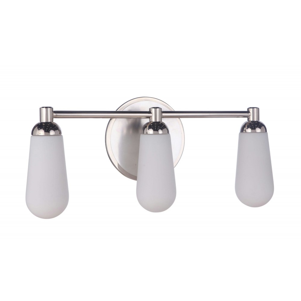 Riggs 3 Light Vanity, Brushed Polished Nickel / Polished Nickel, Damp Rated