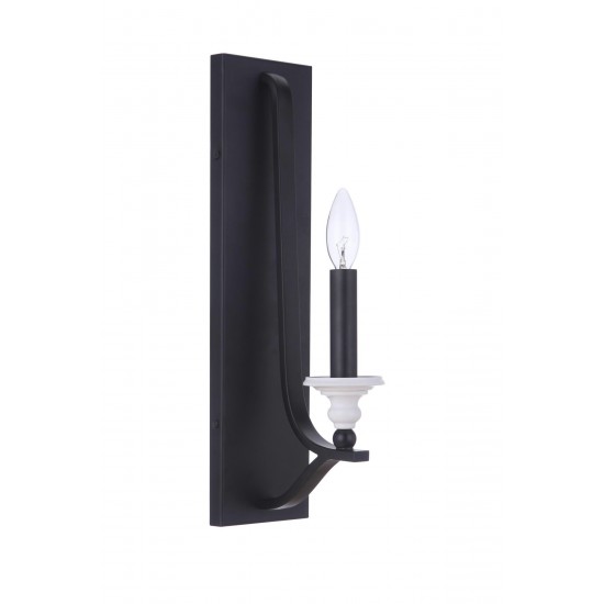 Esme 1 Light Sconce, Flat Black/White