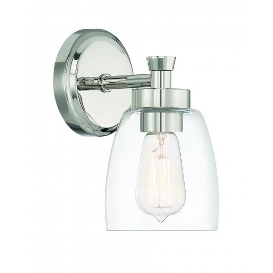 Henning 1 Light Sconce Clear Glass, - PLN