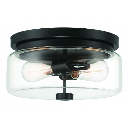 Bennet 2 Light Outdoor Flushmount, Midnight