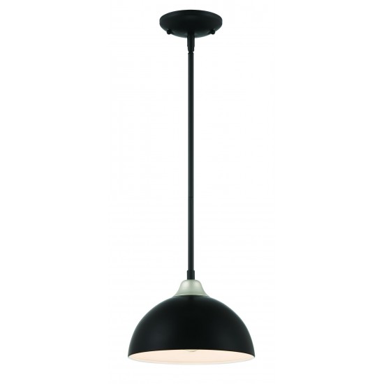 Kahn 1 Light M Outdoor Pendant, Midnight/Satin Aluminum, Damp