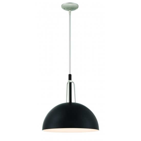 Kahn 1 Light L Outdoor Pendant, Midnight/Satin Aluminum, Damp