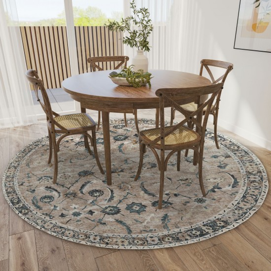 Jericho JC4 Taupe 4' x 4' Round Rug