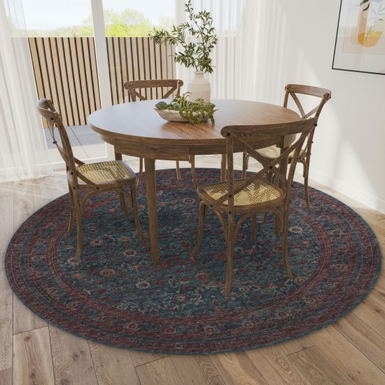 Jericho JC7 Navy 4' x 4' Round Rug