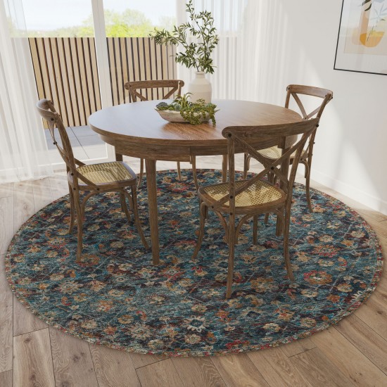 Jericho JC8 Navy 4' x 4' Round Rug