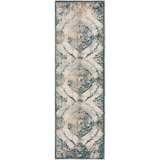 Karma KM23 Ivory 2'3" x 7'5" Runner Rug