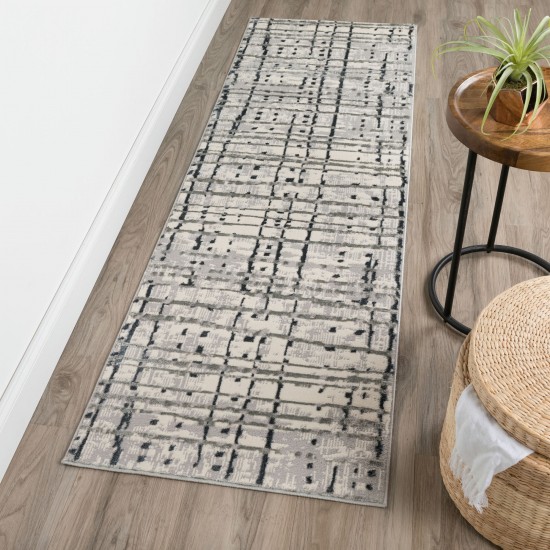 Karma KM4 Grey 2'3" x 7'5" Runner Rug