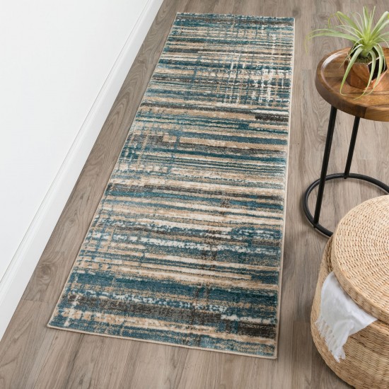 Karma KM8 Blue 2'3" x 7'5" Runner Rug