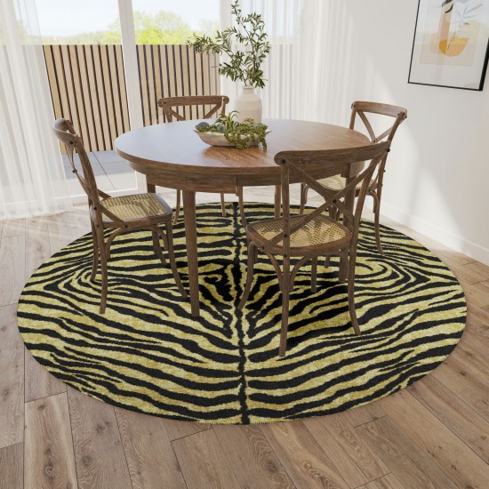 Indoor/Outdoor Mali ML1 Gold Washable 4' x 4' Round Rug