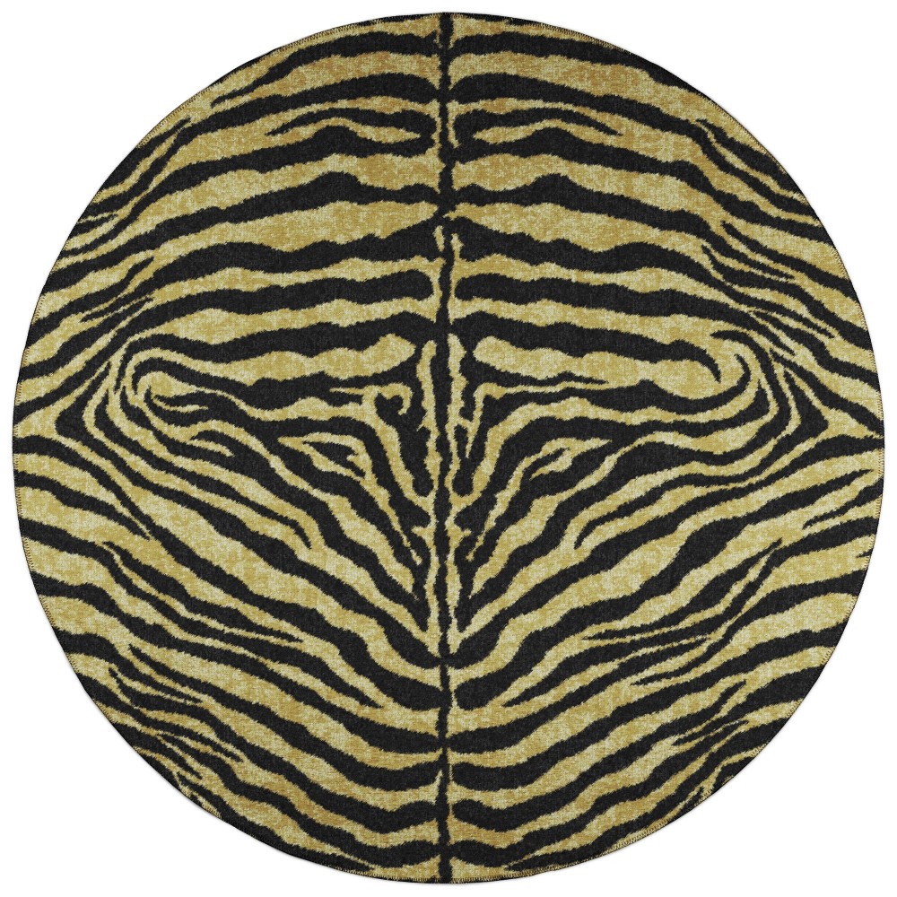 Indoor/Outdoor Mali ML1 Gold Washable 8' x 8' Round Rug