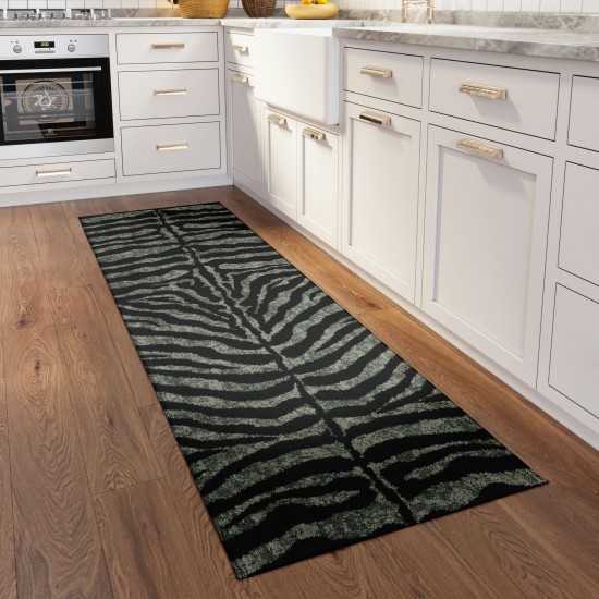 Indoor/Outdoor Mali ML1 Midnight Washable 2'3" x 7'6" Runner Rug