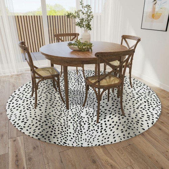 Indoor/Outdoor Mali ML3 Ivory Washable 4' x 4' Round Rug