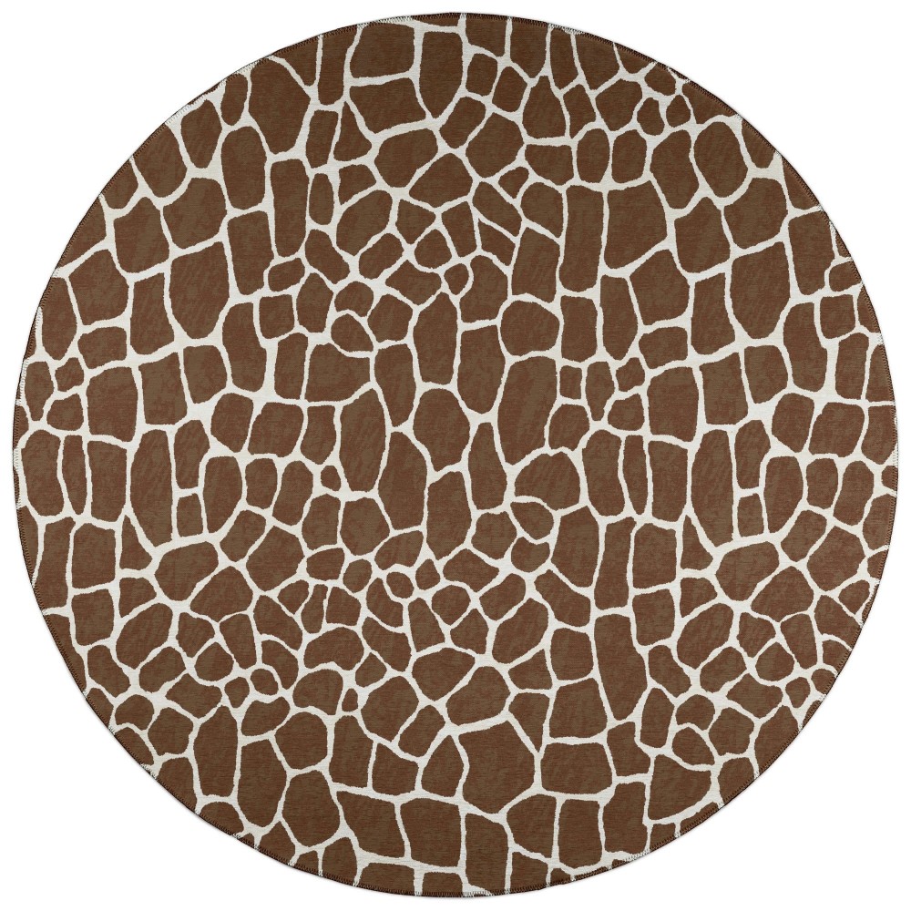 Indoor/Outdoor Mali ML4 Chocolate Washable 4' x 4' Round Rug