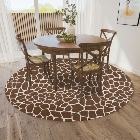 Indoor/Outdoor Mali ML4 Chocolate Washable 6' x 6' Round Rug