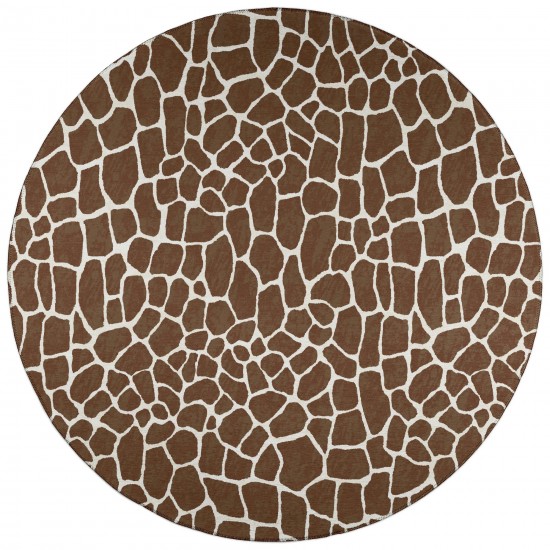 Indoor/Outdoor Mali ML4 Chocolate Washable 8' x 8' Round Rug