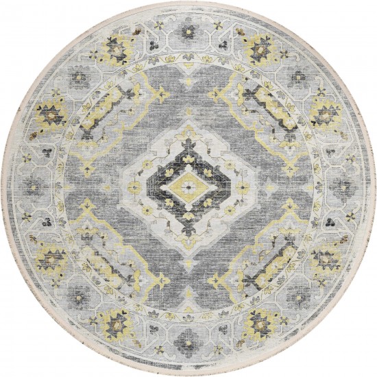 Indoor/Outdoor Marbella MB1 Grey Washable 10' x 10' Round Rug