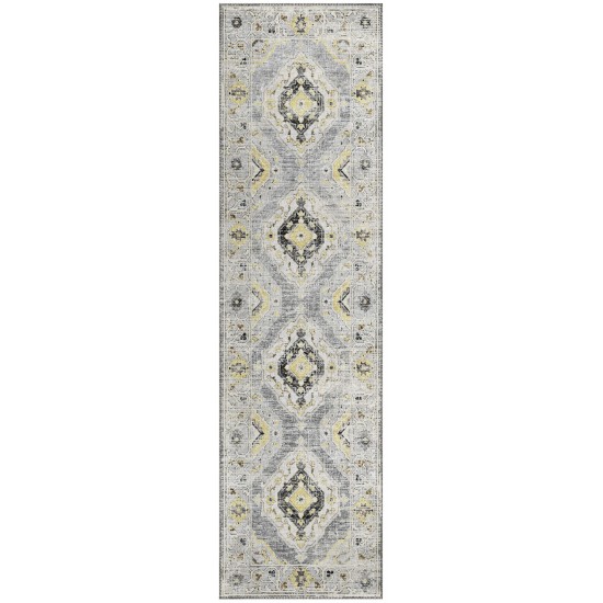 Indoor/Outdoor Marbella MB1 Grey Washable 2'3" x 7'6" Runner Rug