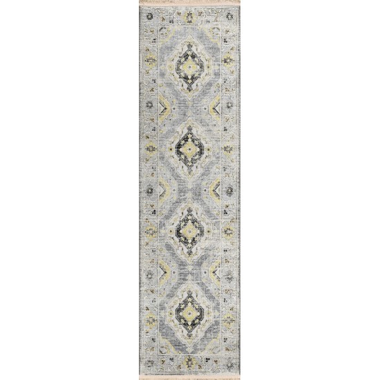 Indoor/Outdoor Marbella MB1 Grey Washable 2'3" x 10' Runner Rug