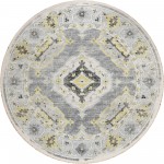 Indoor/Outdoor Marbella MB1 Grey Washable 6' x 6' Round Rug