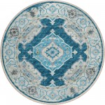 Indoor/Outdoor Marbella MB1 Indigo Washable 4' x 4' Round Rug