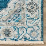 Indoor/Outdoor Marbella MB1 Indigo Washable 4' x 4' Round Rug