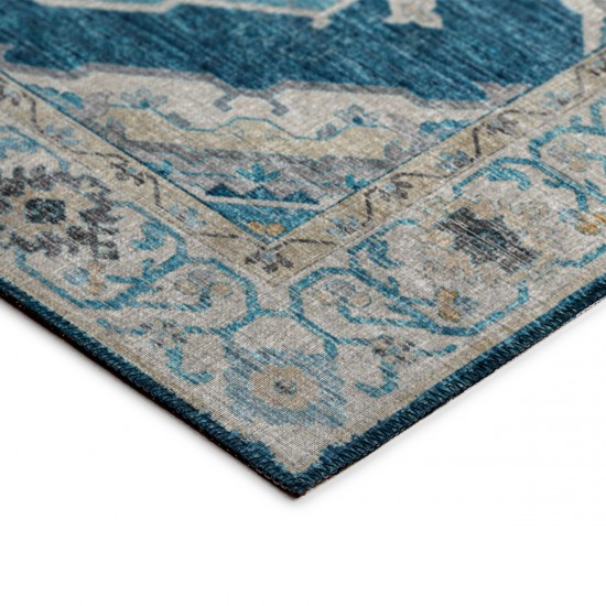 Indoor/Outdoor Marbella MB1 Indigo Washable 4' x 4' Round Rug