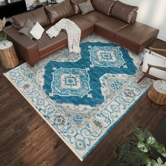 Indoor/Outdoor Marbella MB1 Indigo Washable 8' x 10' Rug