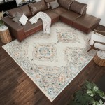 Indoor/Outdoor Marbella MB1 Ivory Washable 10' x 14' Rug