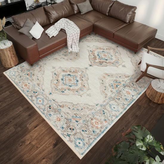 Indoor/Outdoor Marbella MB1 Ivory Washable 10' x 14' Rug