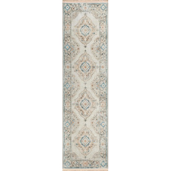 Indoor/Outdoor Marbella MB1 Ivory Washable 2'3" x 10' Runner Rug