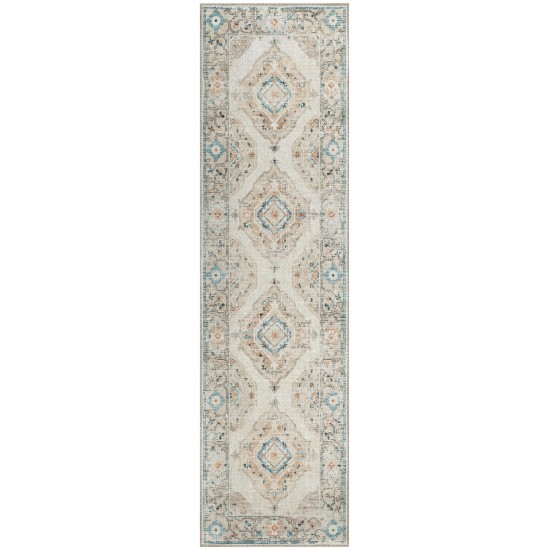 Indoor/Outdoor Marbella MB1 Ivory Washable 2'3" x 7'6" Runner Rug