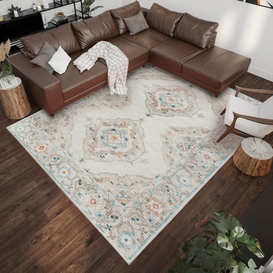 Indoor/Outdoor Marbella MB1 Ivory Washable 3' x 5' Rug