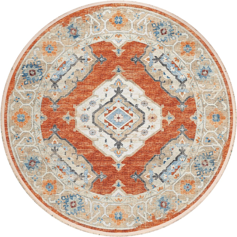 Indoor/Outdoor Marbella MB1 Spice Washable 10' x 10' Round Rug