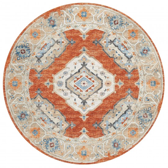 Indoor/Outdoor Marbella MB1 Spice Washable 8' x 8' Round Rug