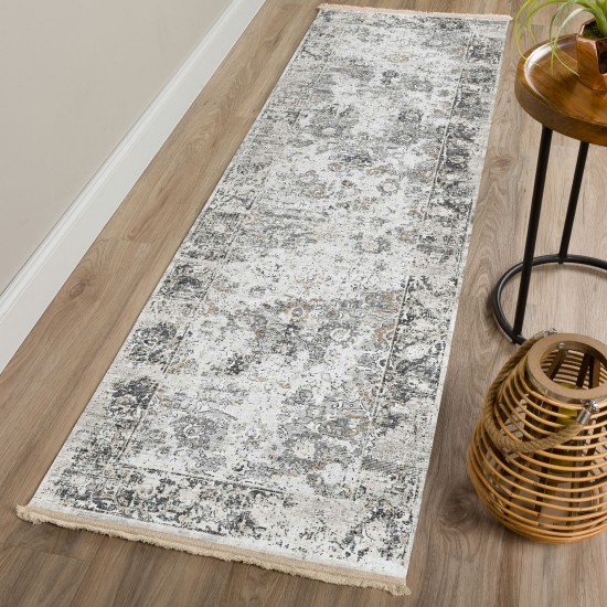 Indoor/Outdoor Marbella MB2 Linen Washable 2'3" x 10' Runner Rug