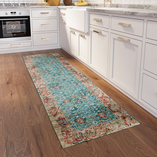 Indoor/Outdoor Marbella MB2 Mediterranean Washable 2'3" x 7'6" Runner Rug