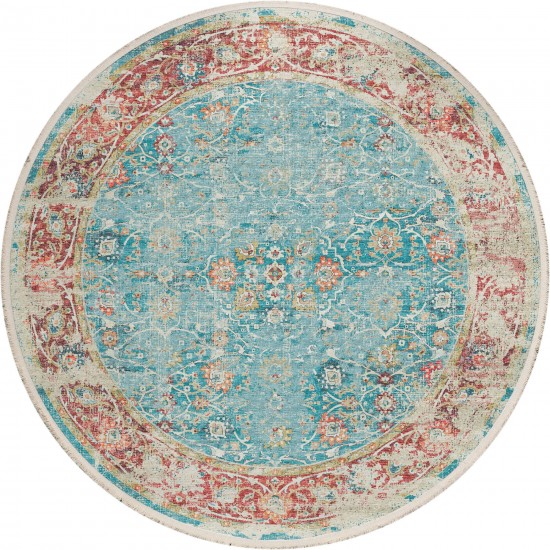 Indoor/Outdoor Marbella MB2 Mediterranean Washable 6' x 6' Round Rug