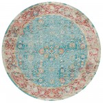 Indoor/Outdoor Marbella MB2 Mediterranean Washable 8' x 8' Round Rug