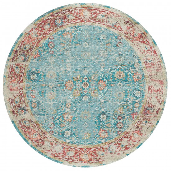 Indoor/Outdoor Marbella MB2 Mediterranean Washable 8' x 8' Round Rug