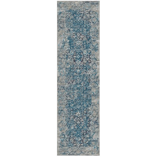 Indoor/Outdoor Marbella MB2 Navy Washable 2'3" x 7'6" Runner Rug