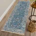 Indoor/Outdoor Marbella MB2 Navy Washable 2'3" x 10' Runner Rug