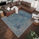 Indoor/Outdoor Marbella MB2 Navy Washable 8' x 10' Rug