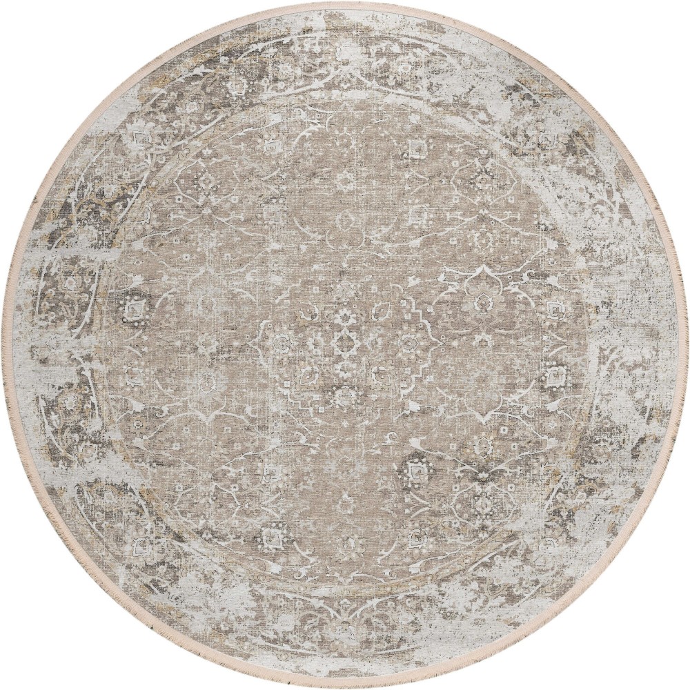 Indoor/Outdoor Marbella MB2 Taupe Washable 10' x 10' Round Rug