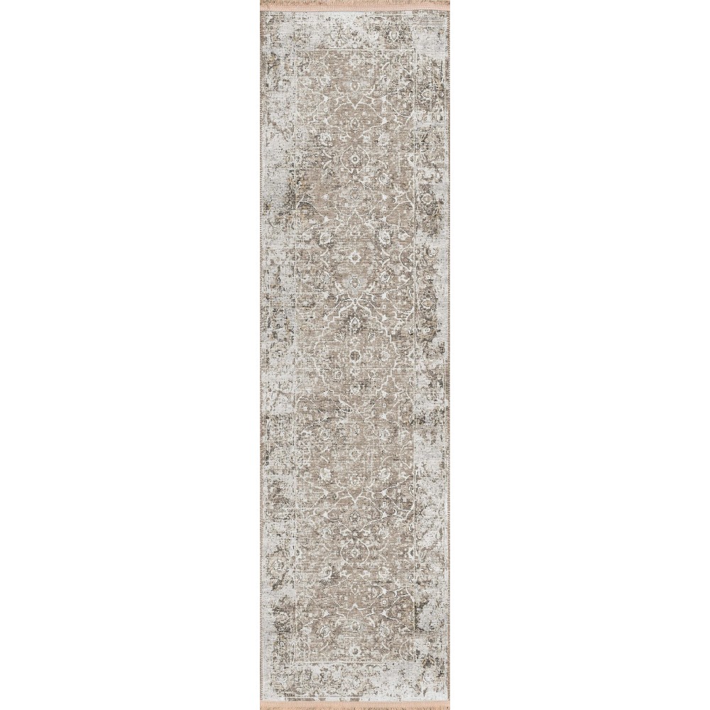 Indoor/Outdoor Marbella MB2 Taupe Washable 2'3" x 10' Runner Rug